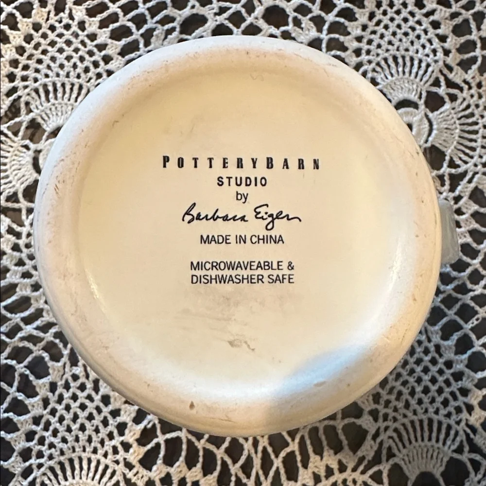 Pottery Barn Studio Cream Coffee Tea Mug by Barbara Eigen